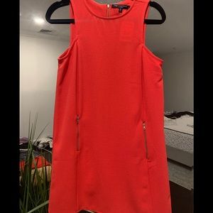 Red mini dress- front side zippers Size M
